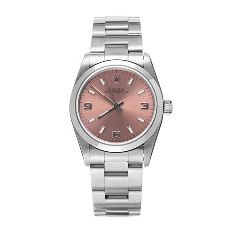 rolex oyster perpetual ladies pink leather band serpulative